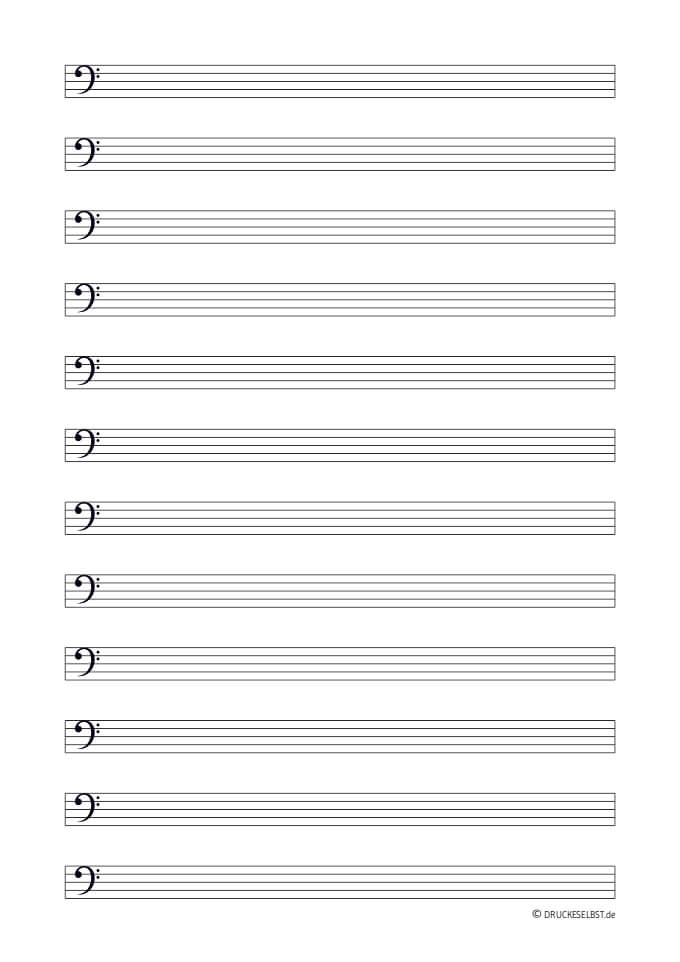 Notenlinien mit Bassschlüssel