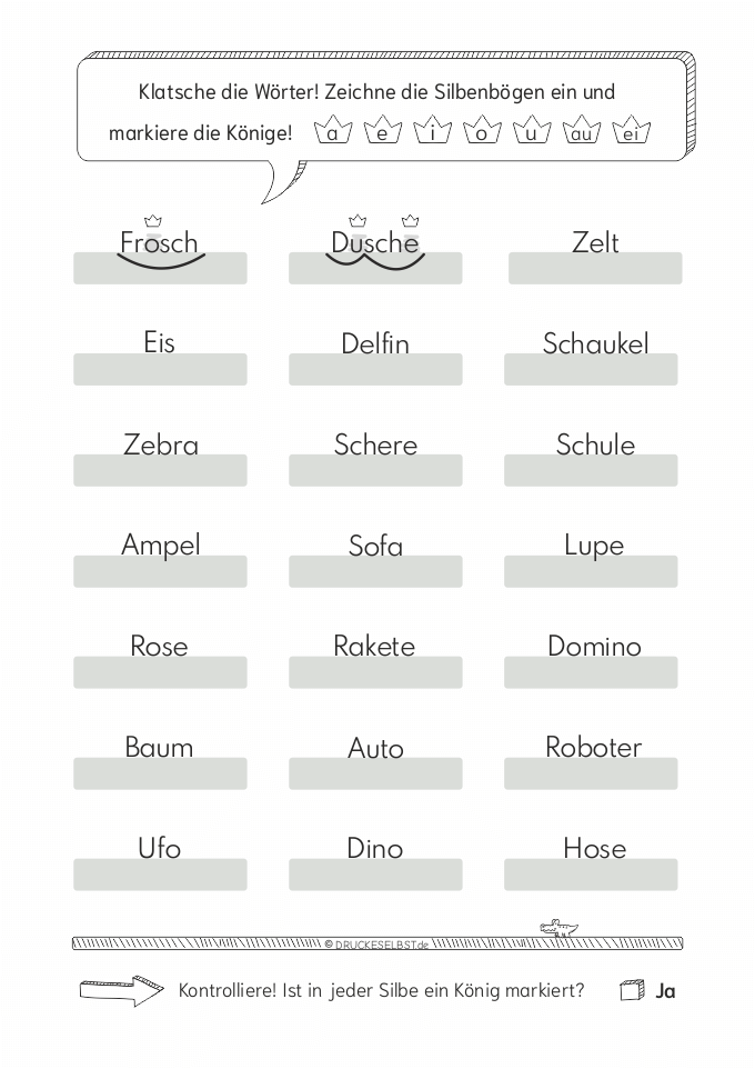 Übungsblatt Silbenmethode