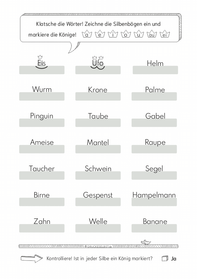 Übungsblatt Silbenmethode