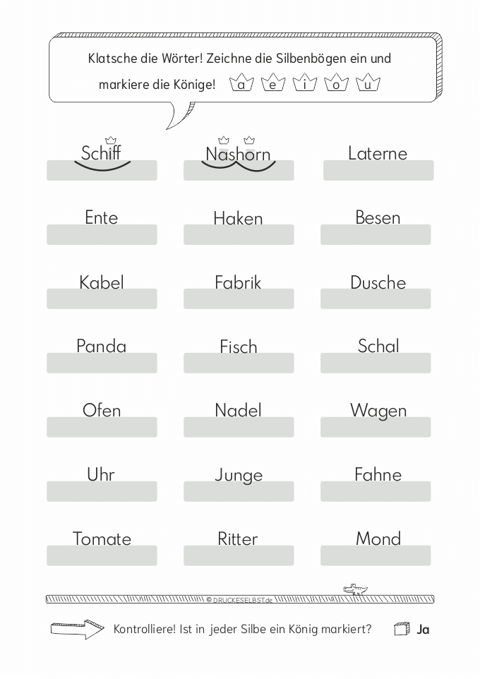 Übungsblatt Silbenmethode