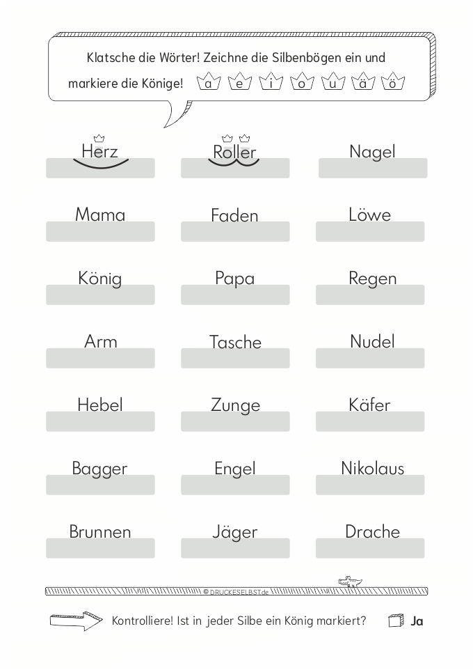 Übungsblatt Silbenmethode