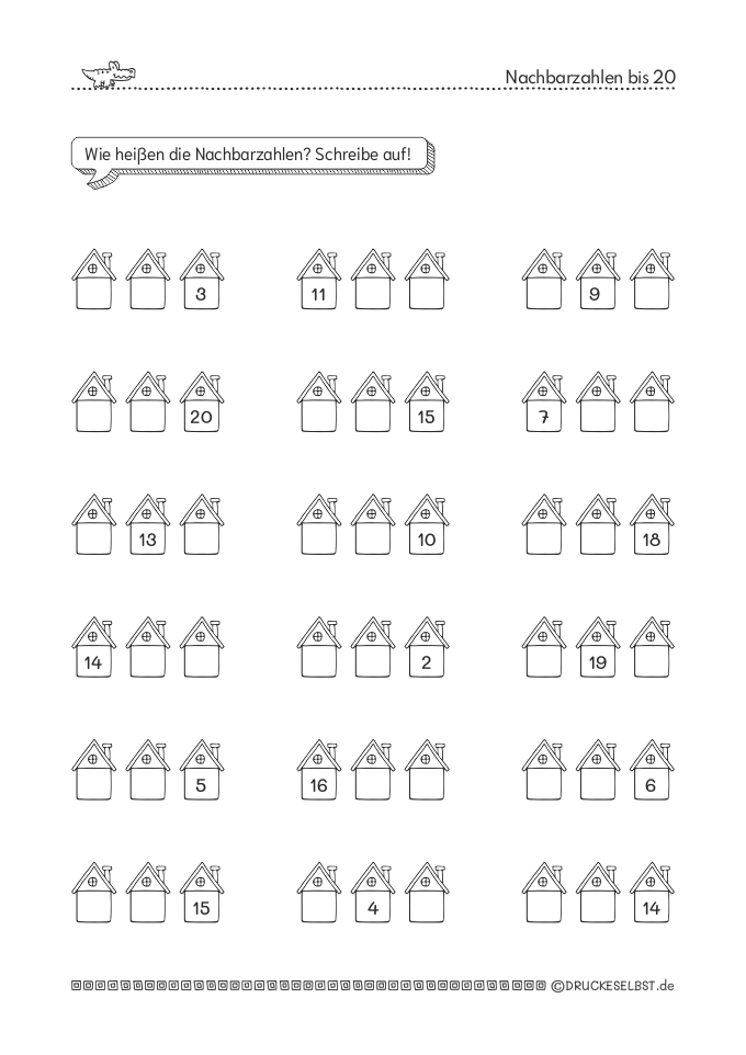Nachbarzahlen bis 20
