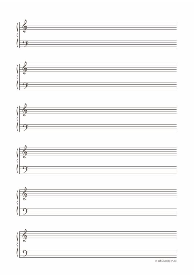 Blanco Notenlinien mit Violinschlüssel und Bassschlüssel